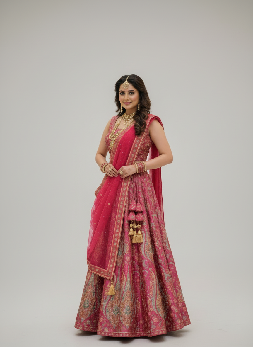 Royal Pink Embroidered Lehenga Set – A Perfect Blend of Elegance & Festive Glamour