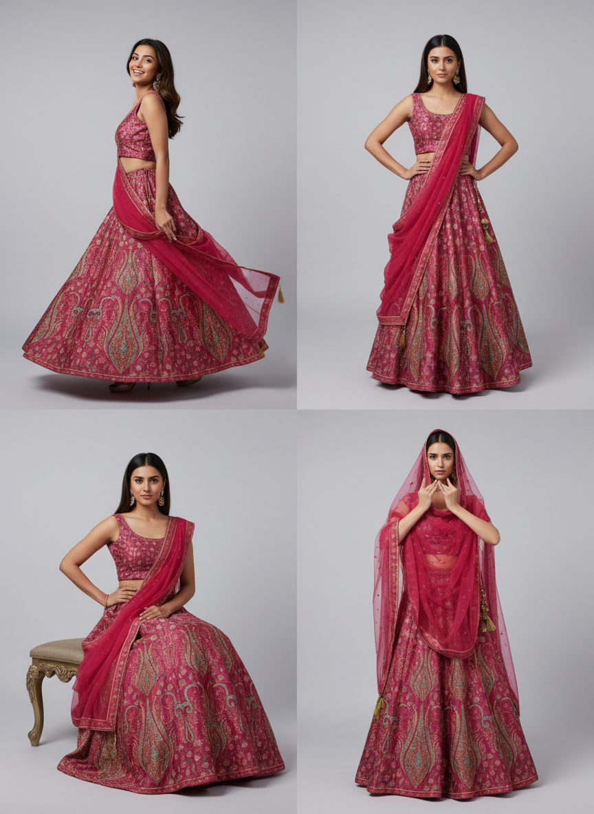 Royal Pink Embroidered Lehenga Set – A Perfect Blend of Elegance & Festive Glamour