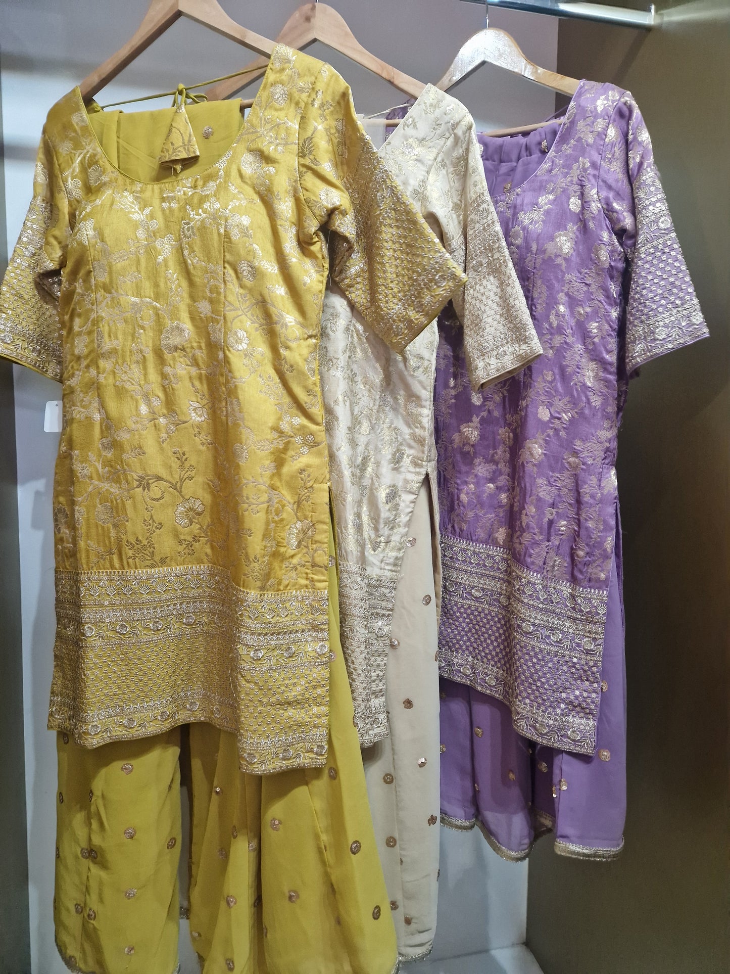 Mustard Brocade Suit Set – With Dupatta & Plazo| Elegant Festive Wear