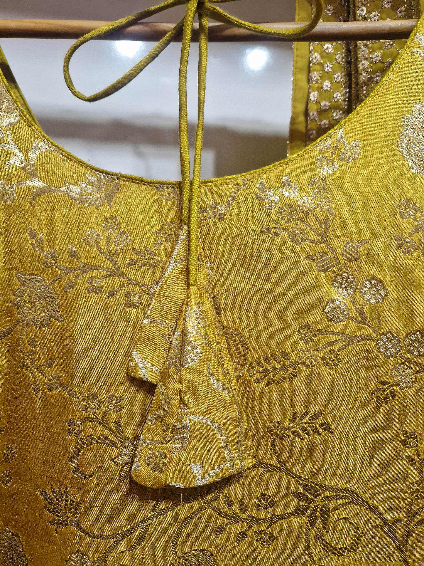 Mustard Brocade Suit Set – With Dupatta & Plazo| Elegant Festive Wear