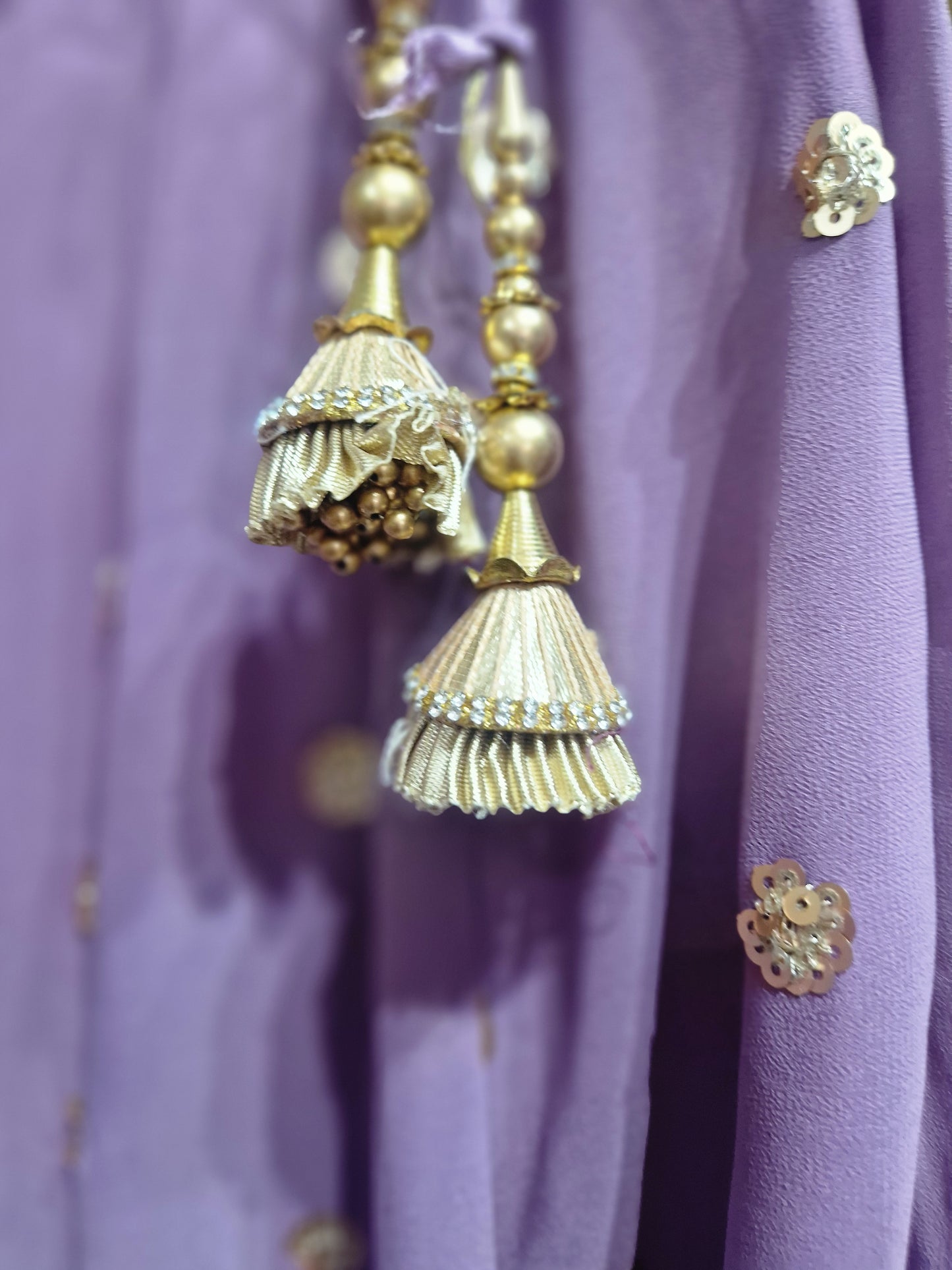 Soft Lilak Brocade Suit Set – With Dupatta & Plazo| Elegant Festive Wear