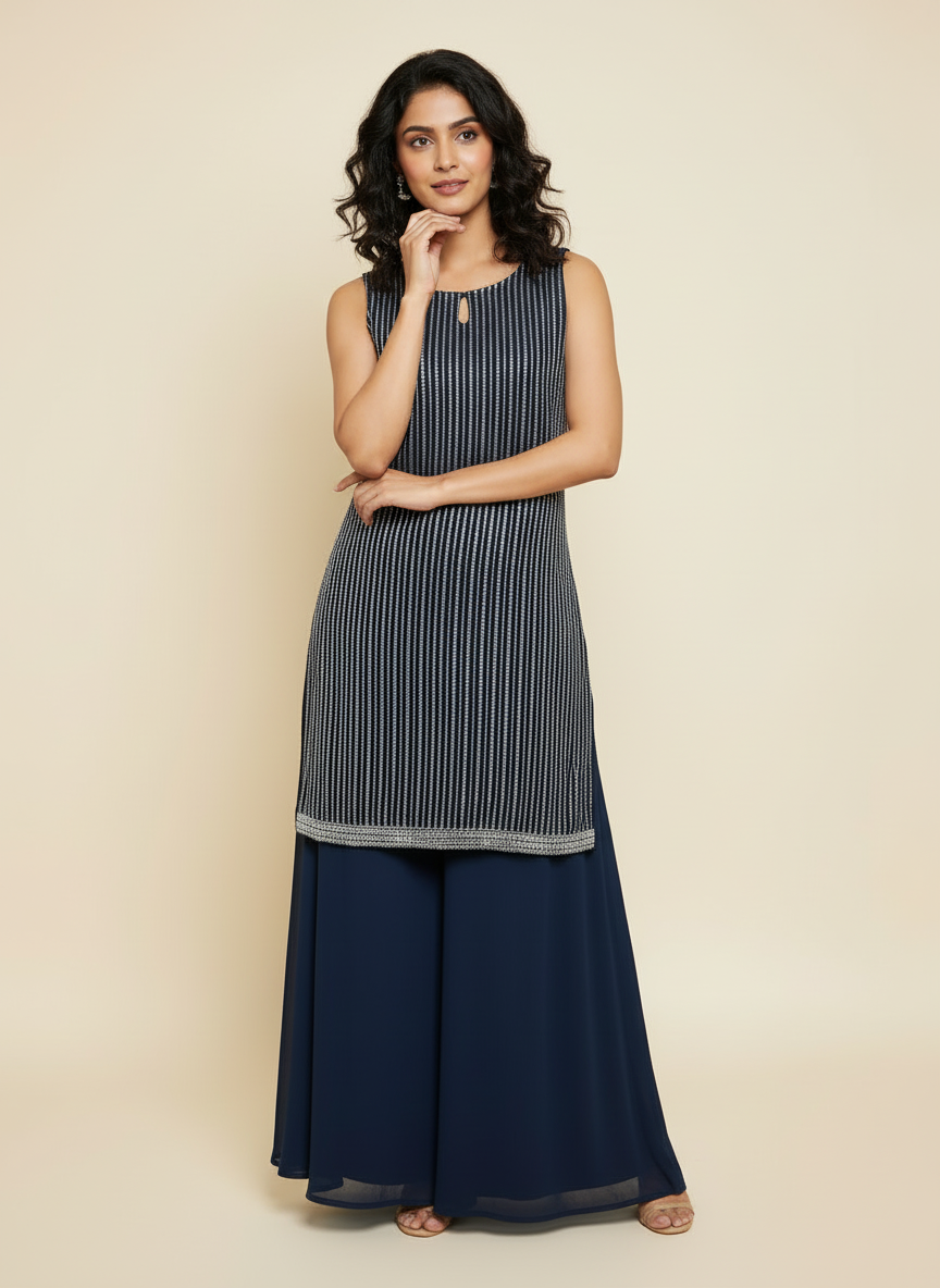 Premium Navy Blue Plazo Suit – Elegant Party & Festive Wear