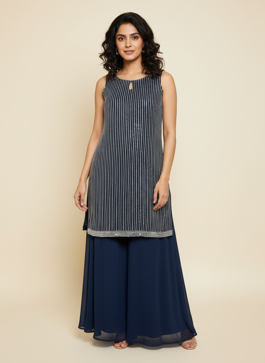 Premium Navy Blue Plazo Suit – Elegant Party & Festive Wear