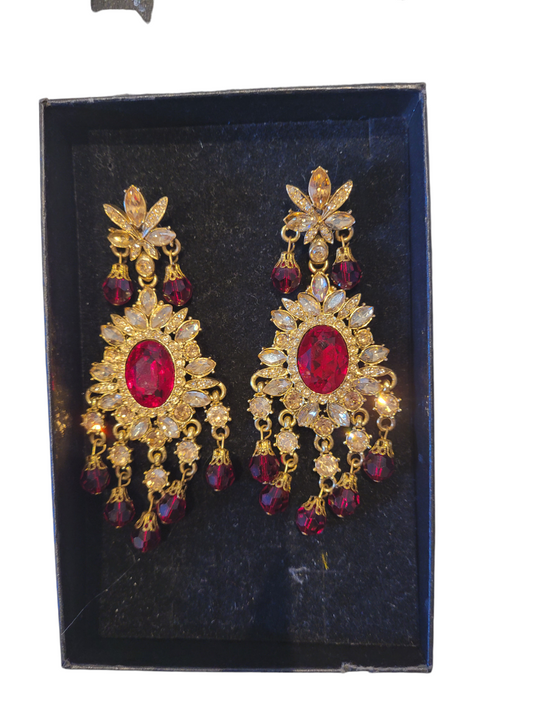 Red chandelier earrings